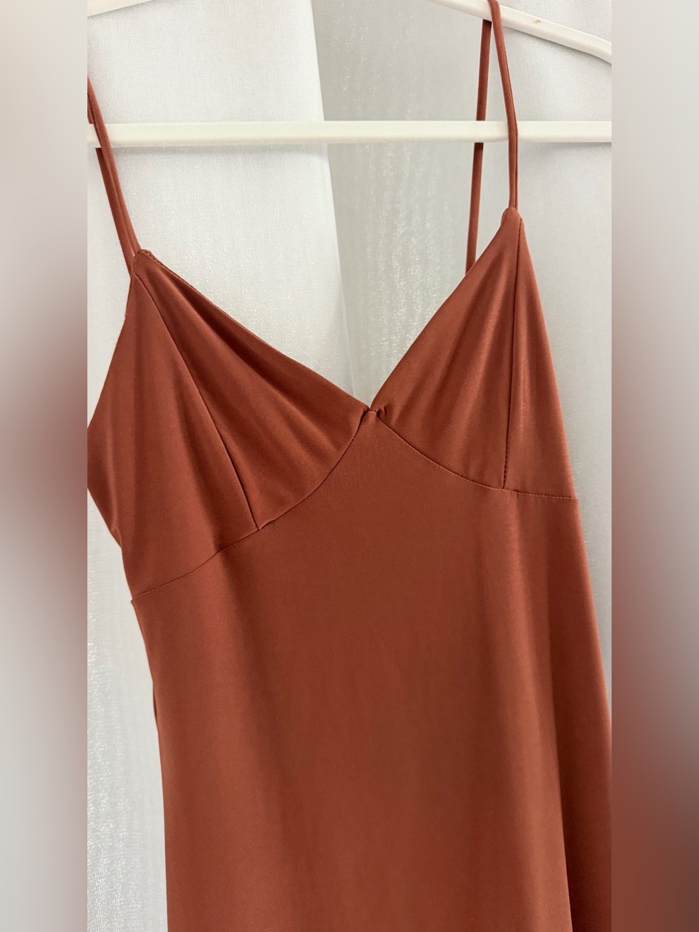 Timing Rust-Brown Maxi Slip Dress with Side Slit - Picture 6 of 11